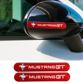 Brand New 2PCS Mustang GT Real Carbon Fiber Red Car Trunk Side Fenders Door Badge Scratch Guard Sticker
