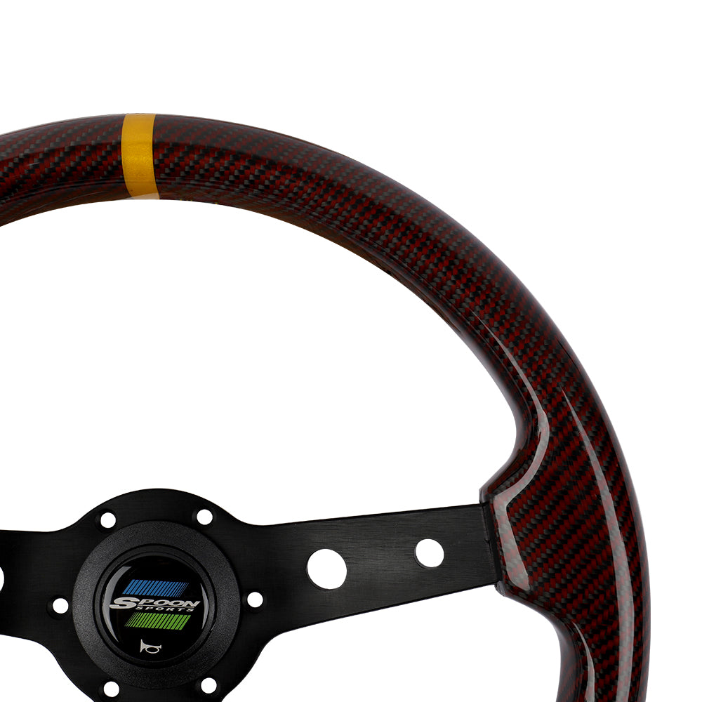 Brand New 350mm 14" Universal JDM SPOON SPORTS Red Real Carbon Fiber Steering Wheel