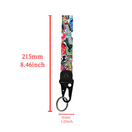 BRAND NEW Stickerbomb Racing Keychain Metal key Ring Hook Strap Lanyard Universal