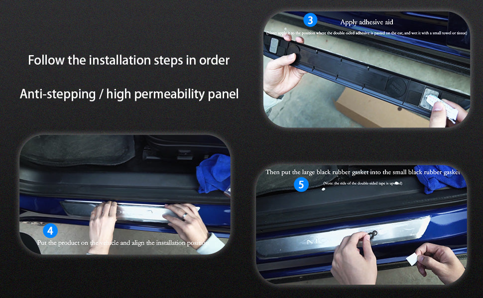 Brand New 4PCS Tesla Model 3 2017-2022 Door Sill Protector with LED Light Front/Rear Illuminated Door Sill, Magnetically Anti-Scratch