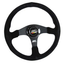 Load image into Gallery viewer, Brand New 14&quot; MUGEN Style Racing Black Stitching Leather Suede Sport Steering Wheel w Horn Button