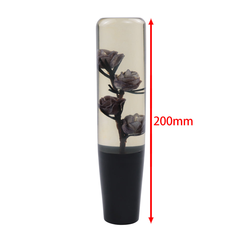 Brand New 1PCS Universal 20CM JDM Clear Purple Real Flowers Manual Car Black Base Racing Stick Shift Knob M8 M10 M12
