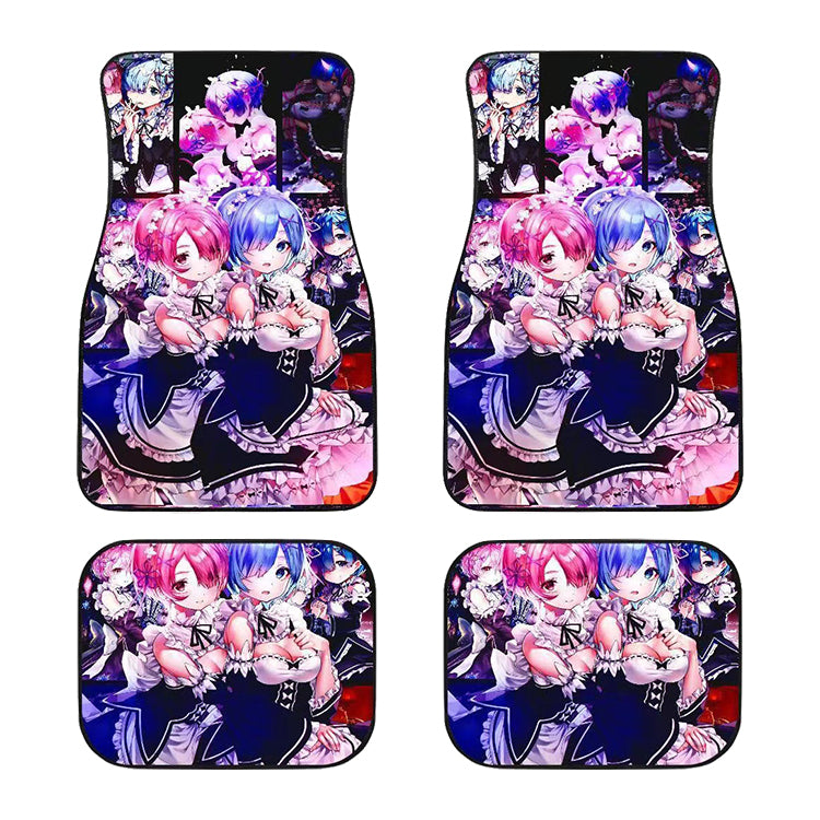 Brand New 4PCS UNIVERSAL ANIME GIRLS Racing Fabric Car Floor Mats Interior Carpets