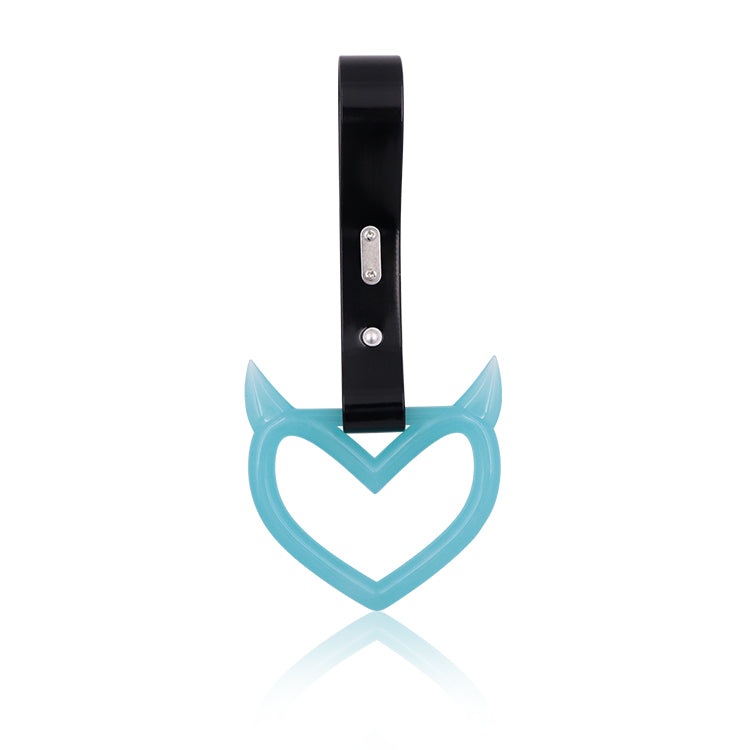 Brand New Devil Demon Heart Teal Glows In The Dark JDM TSURIKAWA Ring Subway Train Bus Handle Strap Charm Drift