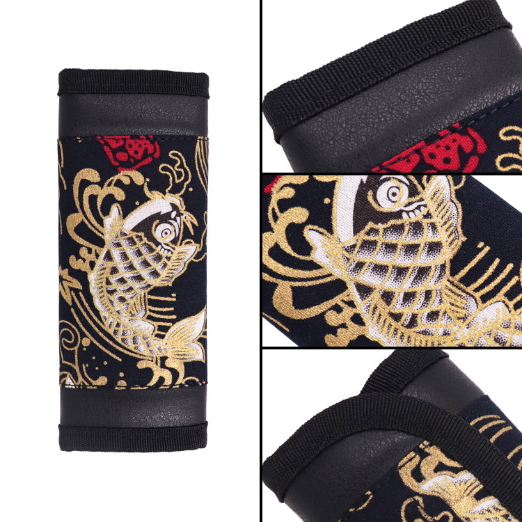 Brand New JDM Sakura Koi Fish Black Universal Car Handbrake PU Leather Sleeves Cover Kit
