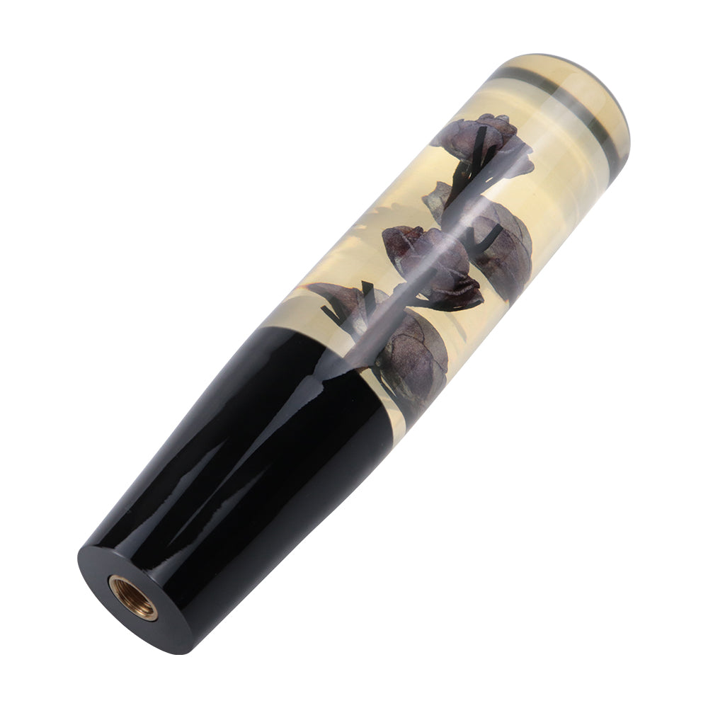 Brand New 1PCS Universal 20CM JDM Clear Purple Real Flowers Manual Car Black Base Racing Stick Shift Knob M8 M10 M12