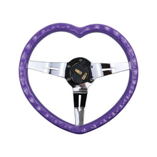 Load image into Gallery viewer, Brand New 350mm 13.77&quot; Universal Heart Shaped Purple ABS Racing Steering Wheel Chrome Spoke