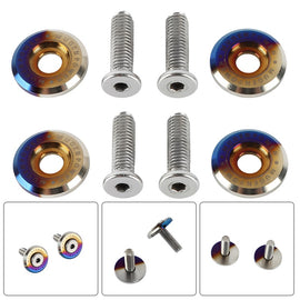 Brand New 4PCS JDM Mugen Power Burnt Blue License Plate Frame Bolts Screws Fasteners Universal