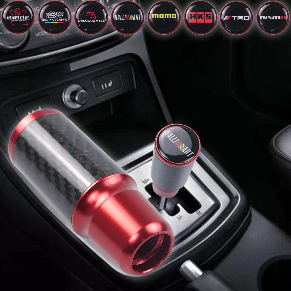 Brand New Universal Ralliart Red Real Carbon Fiber Racing Gear Stick Shift Knob For MT Manual M12 M10 M8