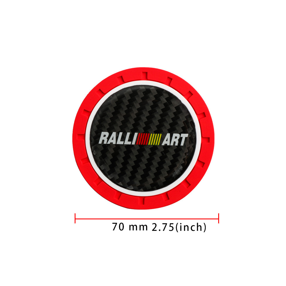 Brand New 2PCS Ralliart Real Carbon Fiber Car Cup Holder Pad Water Cup Slot Non-Slip Mat Universal