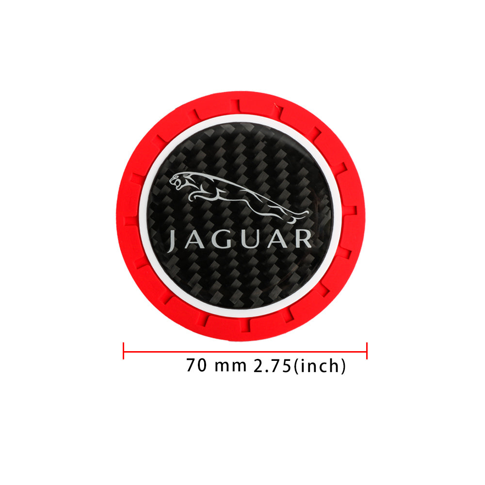 Brand New 2PCS Jaguar Real Carbon Fiber Car Cup Holder Pad Water Cup Slot Non-Slip Mat Universal