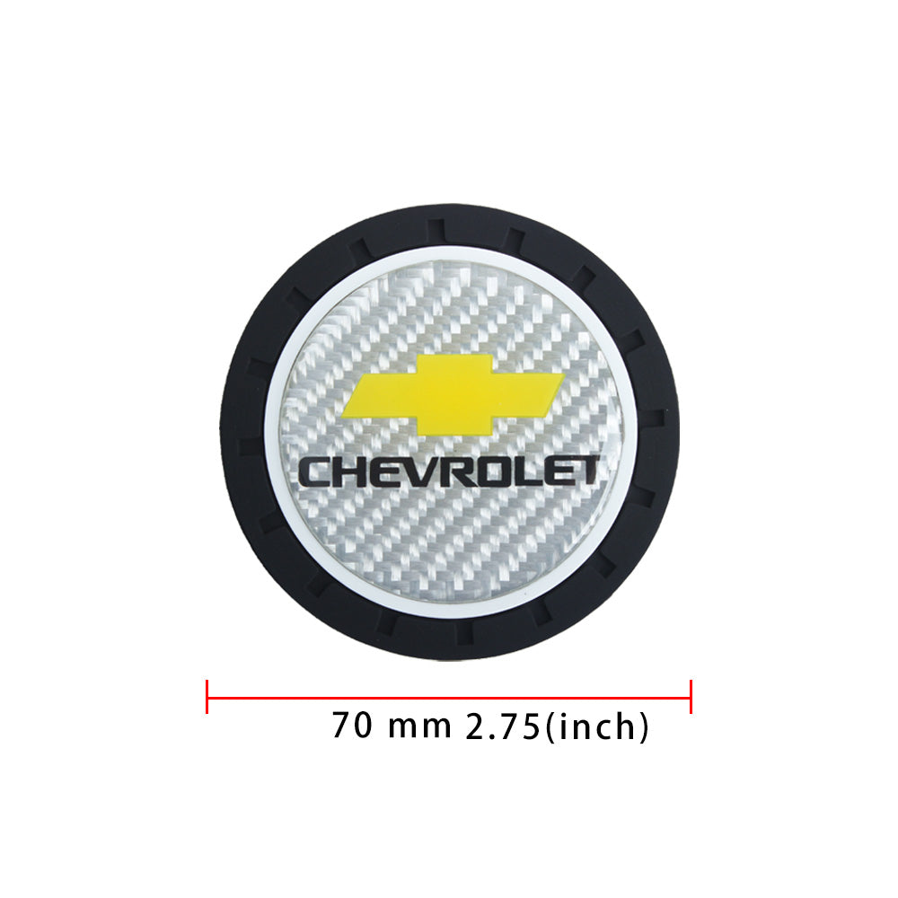 Brand New 2PCS Chevrolet Real Carbon Fiber Car Cup Holder Pad Water Cup Slot Non-Slip Mat Universal