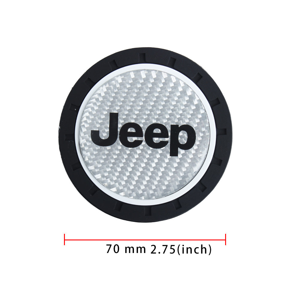 Brand New 2PCS Jeep Real Carbon Fiber Car Cup Holder Pad Water Cup Slot Non-Slip Mat Universal