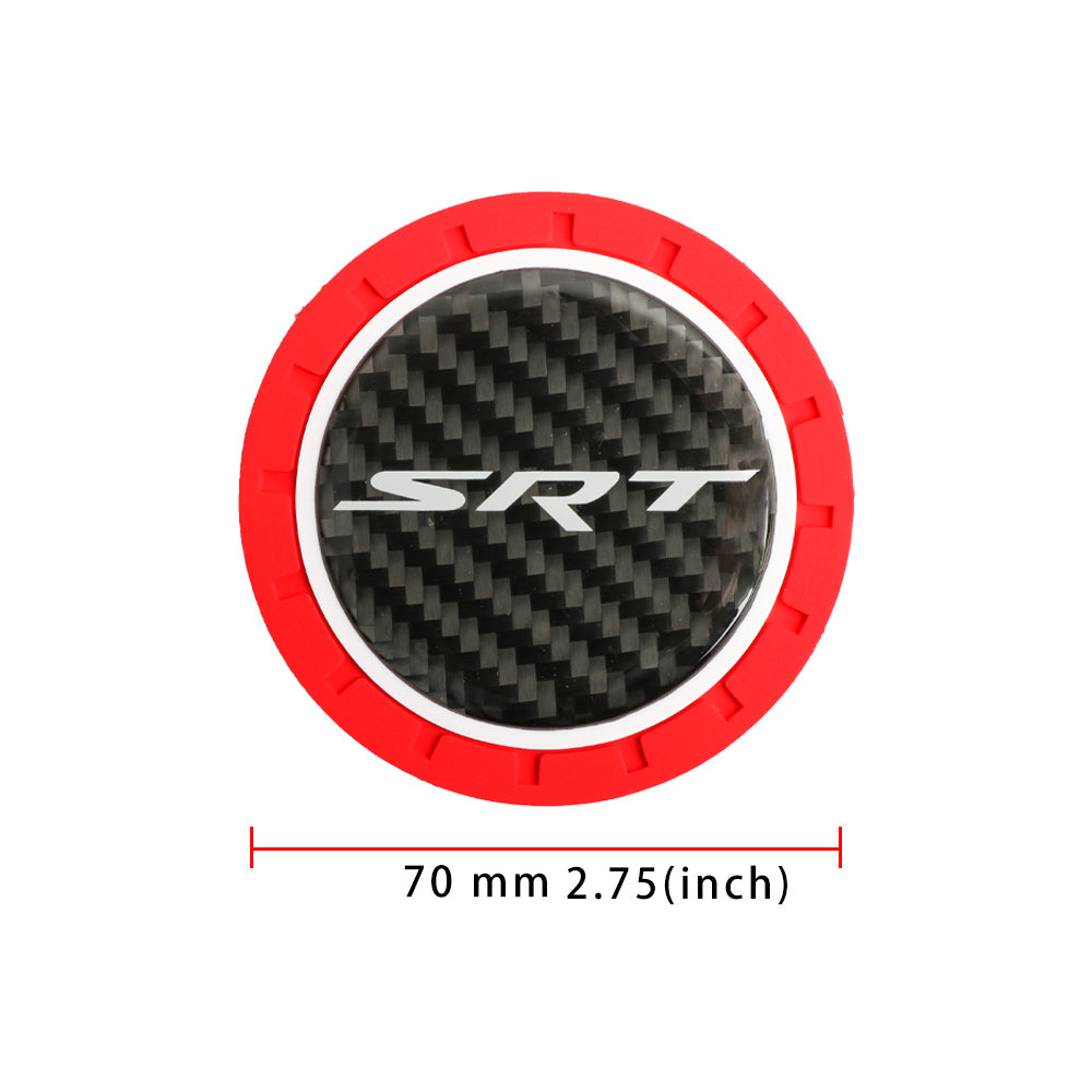 Brand New 2PCS SRT Real Carbon Fiber Car Cup Holder Pad Water Cup Slot Non-Slip Mat Universal