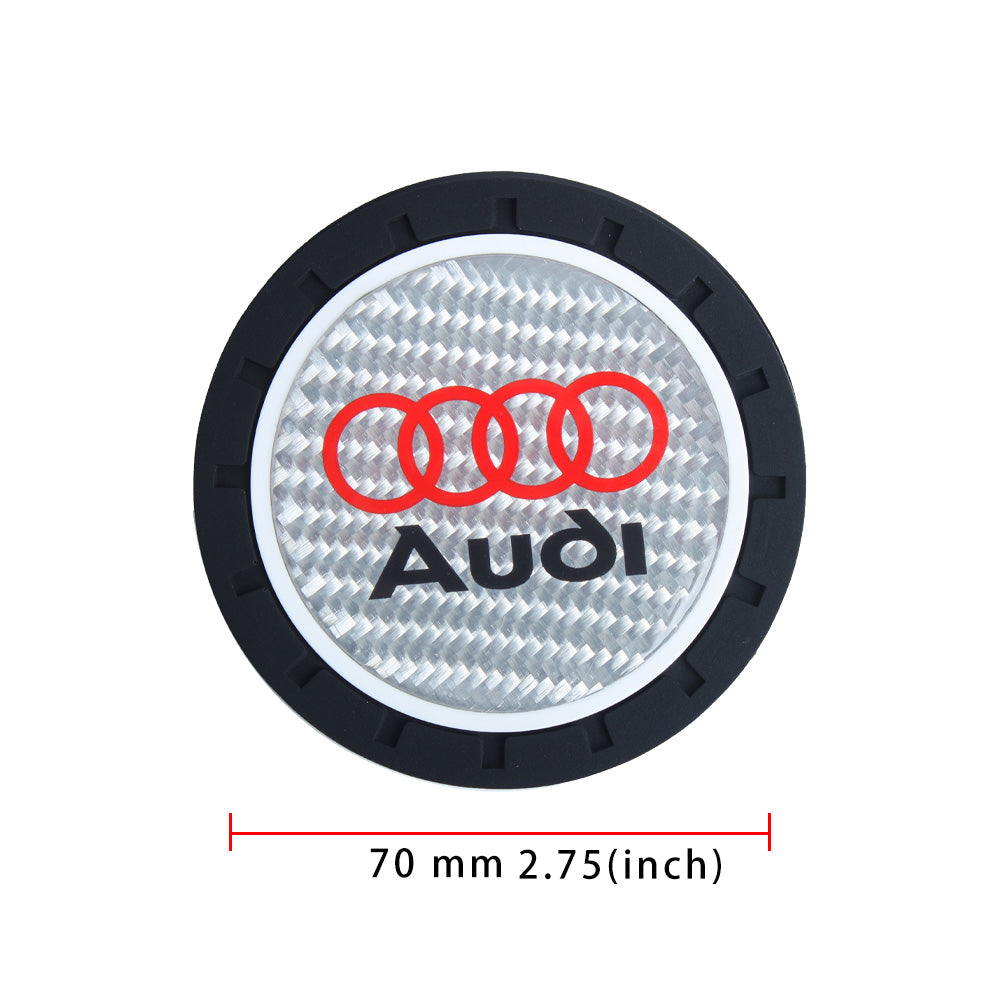 Brand New 2PCS Audi Real Carbon Fiber Car Cup Holder Pad Water Cup Slot Non-Slip Mat Universal