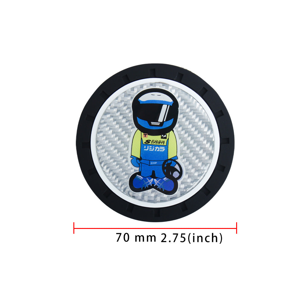 Brand New 2PCS Spoon Sports Racer Real Carbon Fiber Car Cup Holder Pad Water Cup Slot Non-Slip Mat Universal