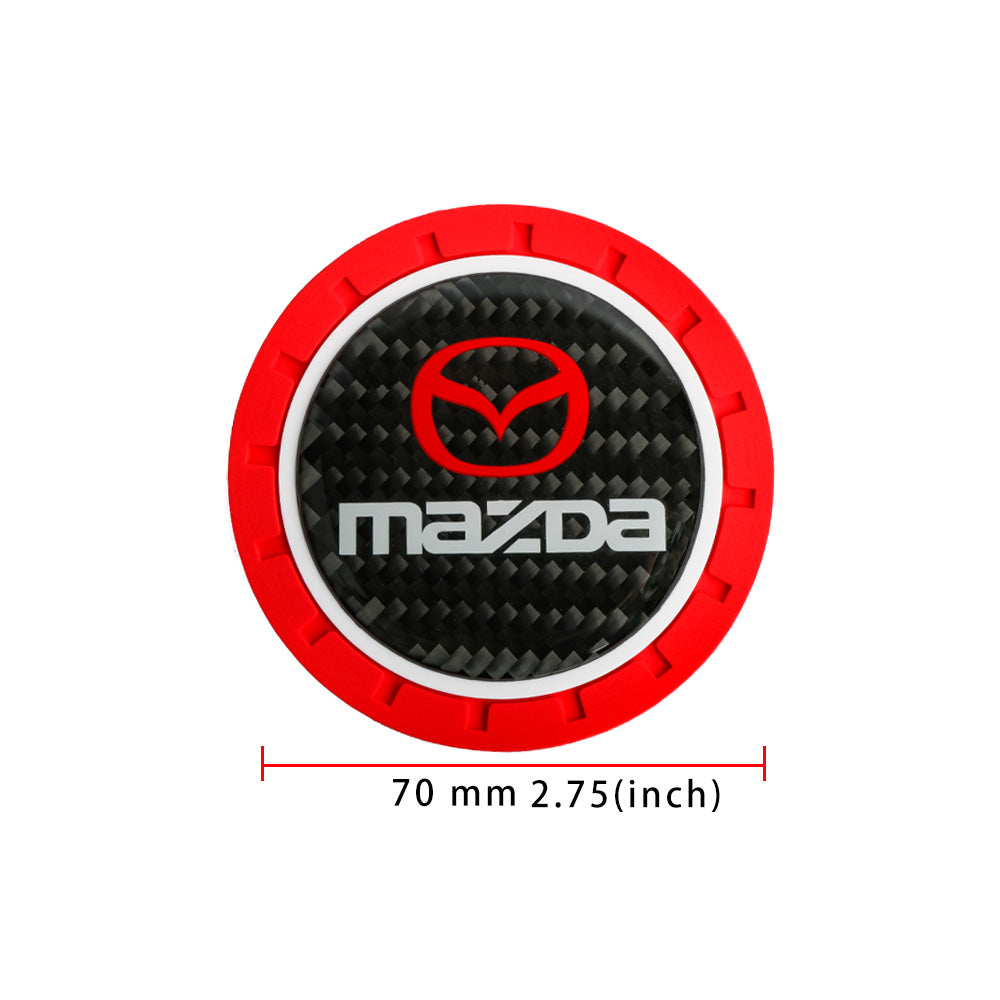 Brand New 2PCS MAZDA Real Carbon Fiber Car Cup Holder Pad Water Cup Slot Non-Slip Mat Universal