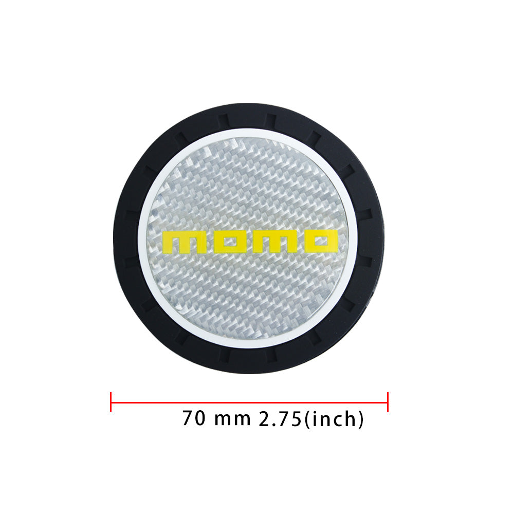 Brand New 2PCS MOMO Real Carbon Fiber Car Cup Holder Pad Water Cup Slot Non-Slip Mat Universal