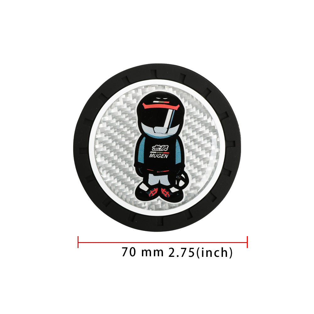 Brand New 2PCS MUGEN RACER Real Carbon Fiber Car Cup Holder Pad Water Cup Slot Non-Slip Mat Universal