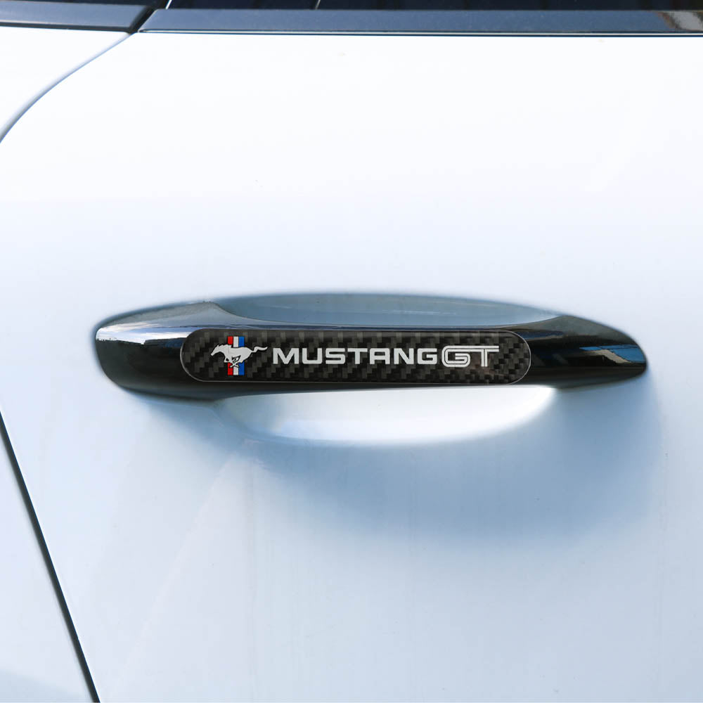 Brand New 2PCS MUSTANG GT Real Carbon Fiber Black Car Trunk Side Fenders Door Badge Scratch Guard Sticker