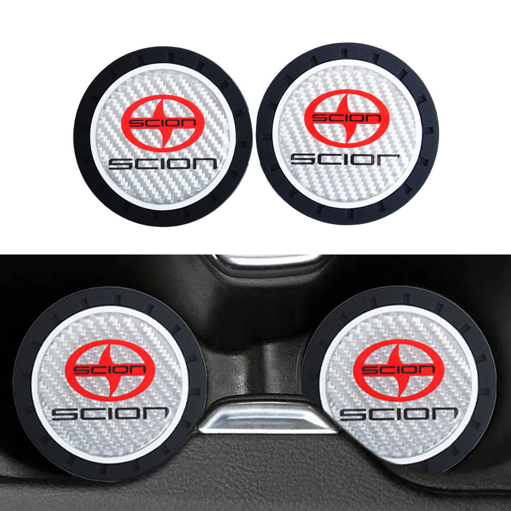 Brand New 2PCS Scion Real Carbon Fiber Car Cup Holder Pad Water Cup Slot Non-Slip Mat Universal