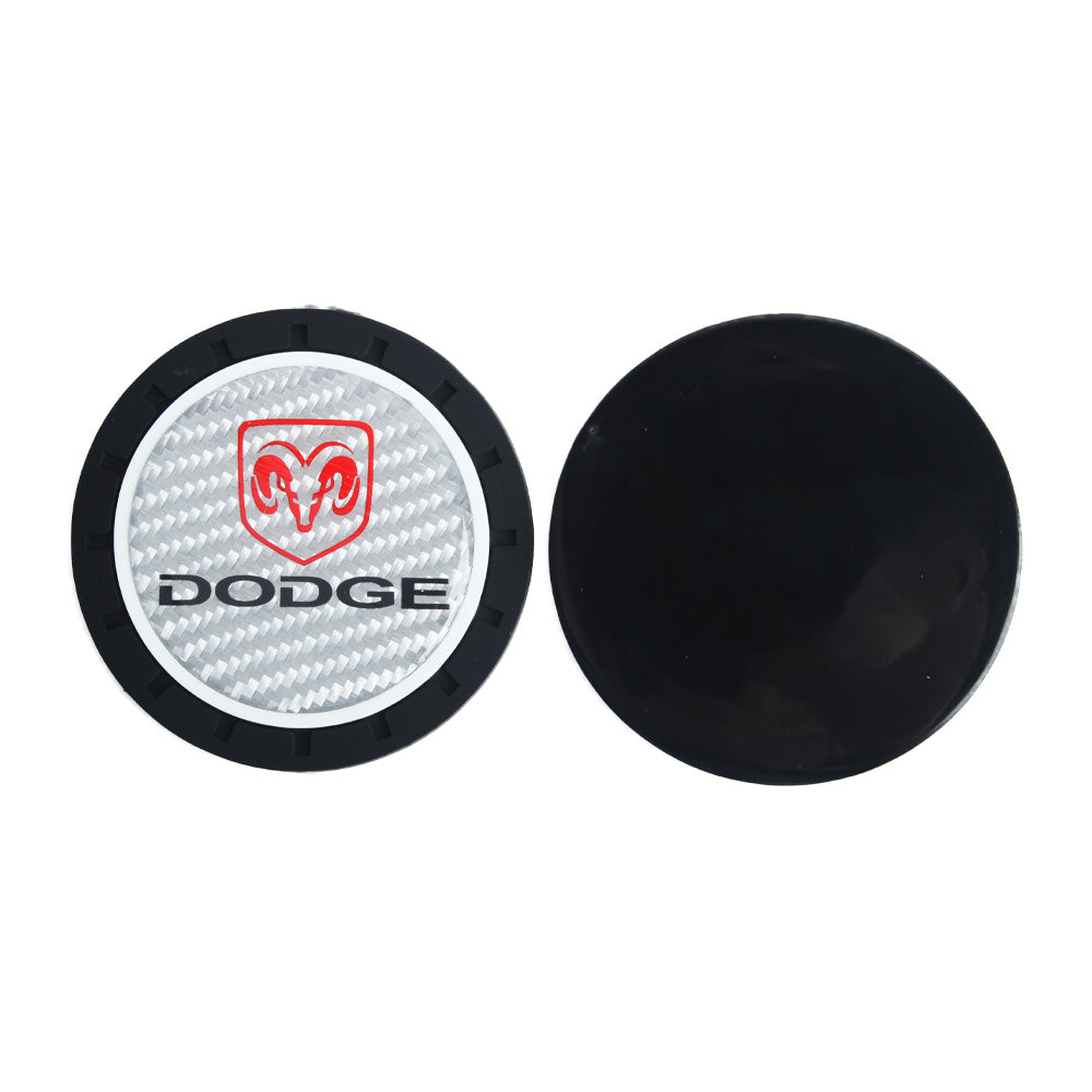 Brand New 2PCS Dodge Real Carbon Fiber Car Cup Holder Pad Water Cup Slot Non-Slip Mat Universal