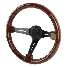 Load image into Gallery viewer, Brand New 350mm 14&quot; Universal JDM Deep Dish Dark Wood ABS Racing Steering Wheel Black Spoke