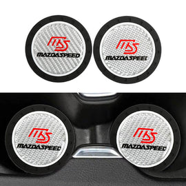 Brand New 2PCS MAZDASPEED Real Carbon Fiber Car Cup Holder Pad Water Cup Slot Non-Slip Mat Universal