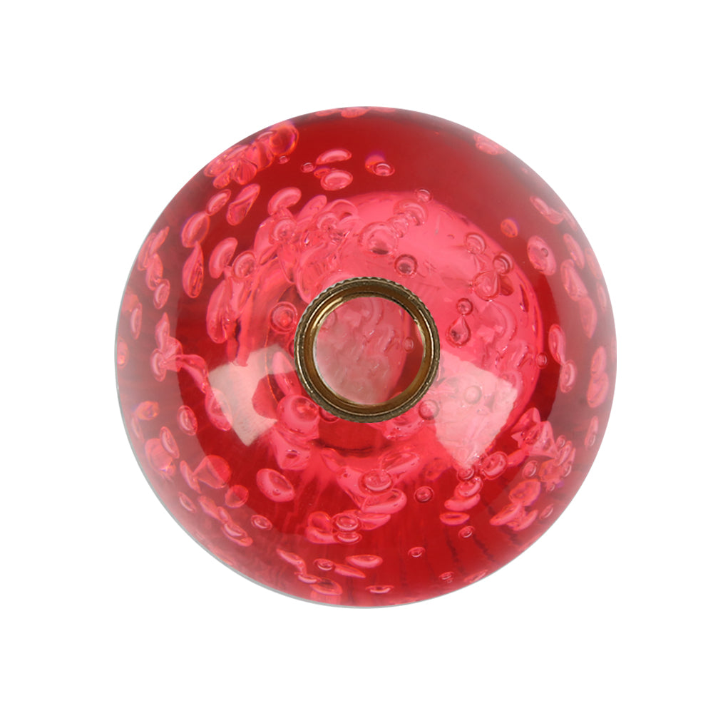 BRAND NEW UNIVERSAL V2 CRYSTAL BUBBLE RED ROUND BALL SHIFT KNOB MANUAL CAR RACING GEAR UNIVERSAL