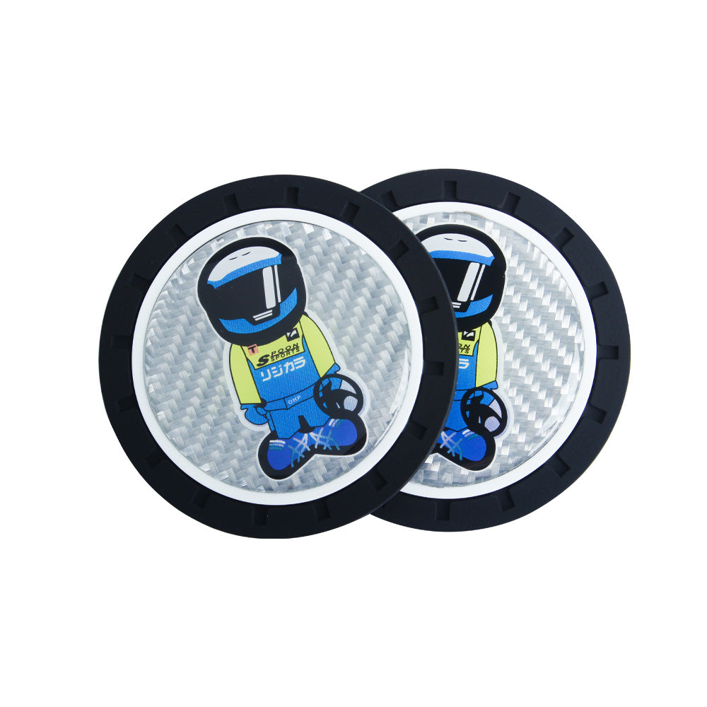 Brand New 2PCS Spoon Sports Racer Real Carbon Fiber Car Cup Holder Pad Water Cup Slot Non-Slip Mat Universal