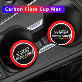 Brand New 2PCS Mugen Real Carbon Fiber Car Cup Holder Pad Water Cup Slot Non-Slip Mat Universal