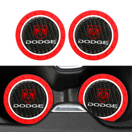 Brand New 2PCS Dodge Real Carbon Fiber Car Cup Holder Pad Water Cup Slot Non-Slip Mat Universal