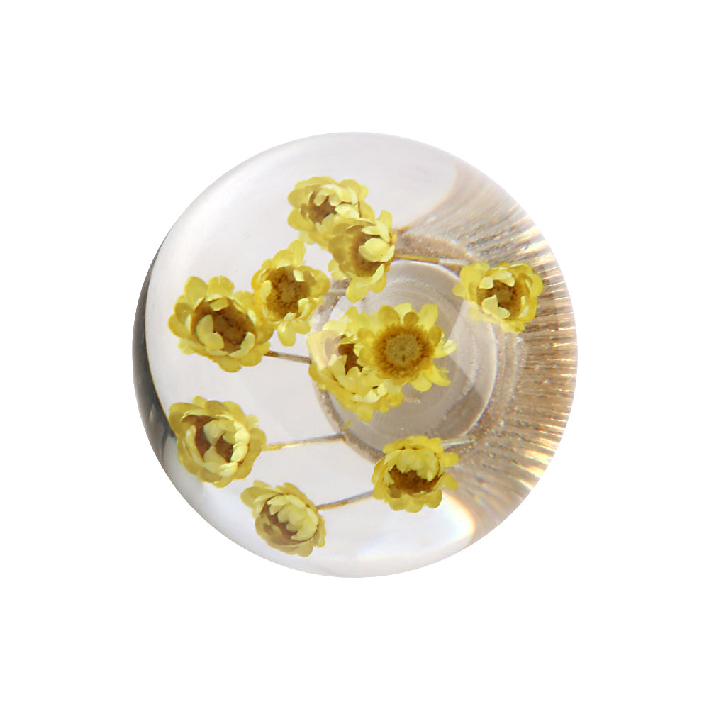Brand New Universal Round Ball Crystal Clear Gold Flowers Manual Gear Shift Knob Shifter M8 M10 M12