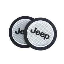 Load image into Gallery viewer, Brand New 2PCS Jeep Real Carbon Fiber Car Cup Holder Pad Water Cup Slot Non-Slip Mat Universal