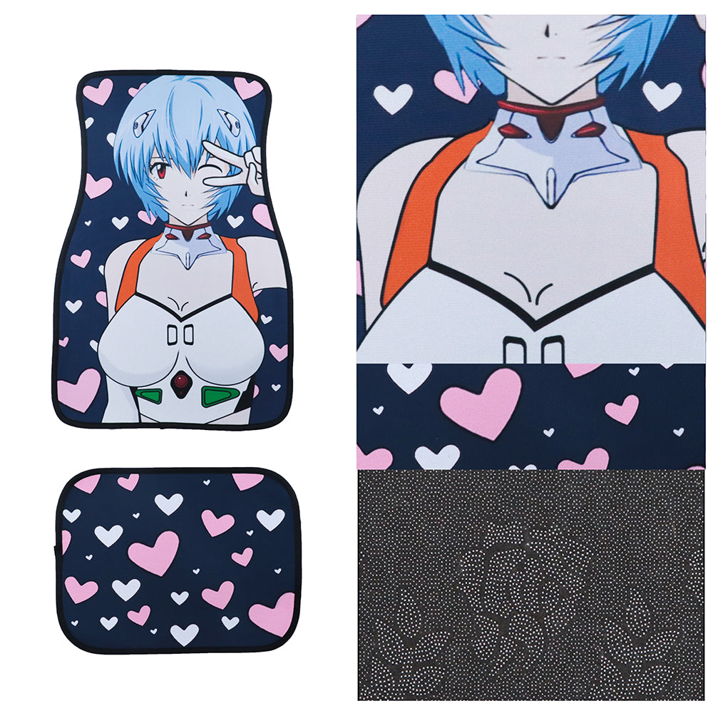 Brand New 4PCS UNIVERSAL ANIME GIRLS Racing Fabric Car Floor Mats Interior Carpets