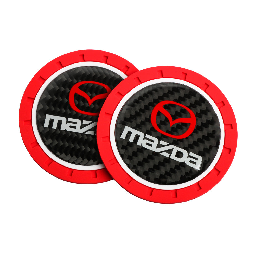 Brand New 2PCS MAZDA Real Carbon Fiber Car Cup Holder Pad Water Cup Slot Non-Slip Mat Universal