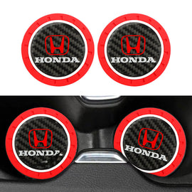 Brand New 2PCS Honda Real Carbon Fiber Car Cup Holder Pad Water Cup Slot Non-Slip Mat Universal