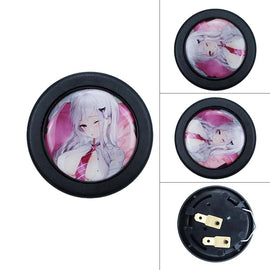 Brand New Universal Anime Hentai Car Horn Button Black Steering Wheel Center Cap