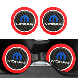 Brand New 2PCS Mopar Real Carbon Fiber Car Cup Holder Pad Water Cup Slot Non-Slip Mat Universal