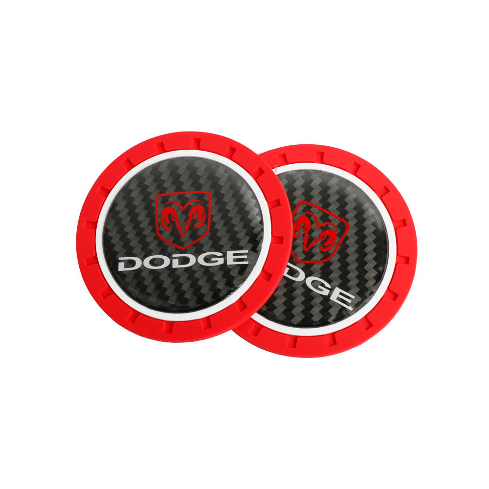 Brand New 2PCS Dodge Real Carbon Fiber Car Cup Holder Pad Water Cup Slot Non-Slip Mat Universal