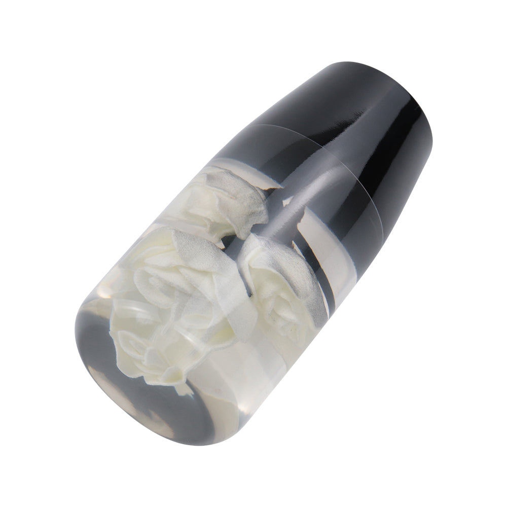 Brand New 1PCS Universal 10CM JDM Clear White Real Flowers Manual Car Black Base Racing Stick Shift Knob M8 M10 M12
