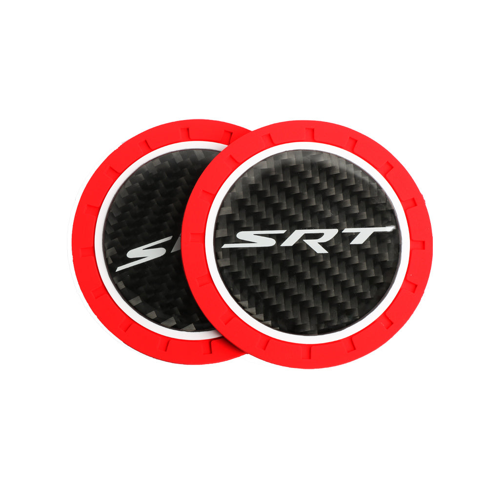 Brand New 2PCS SRT Real Carbon Fiber Car Cup Holder Pad Water Cup Slot Non-Slip Mat Universal