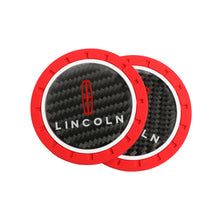 Load image into Gallery viewer, Brand New 2PCS LINCOLN Real Carbon Fiber Car Cup Holder Pad Water Cup Slot Non-Slip Mat Universal