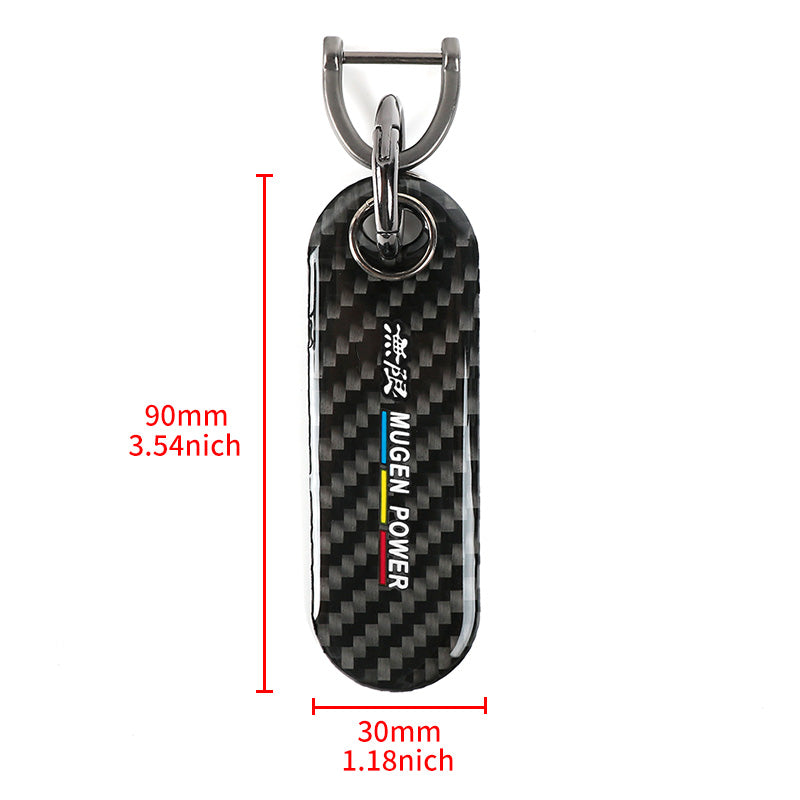 Brand New Universal 100% Real Carbon Fiber Keychain Key Ring Mugen Power