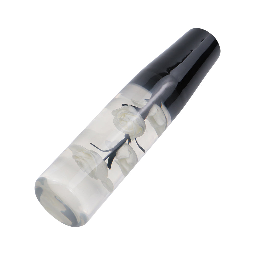 Brand New 1PCS Universal 20CM JDM Clear White Real Flowers Manual Car Black Base Racing Stick Shift Knob M8 M10 M12