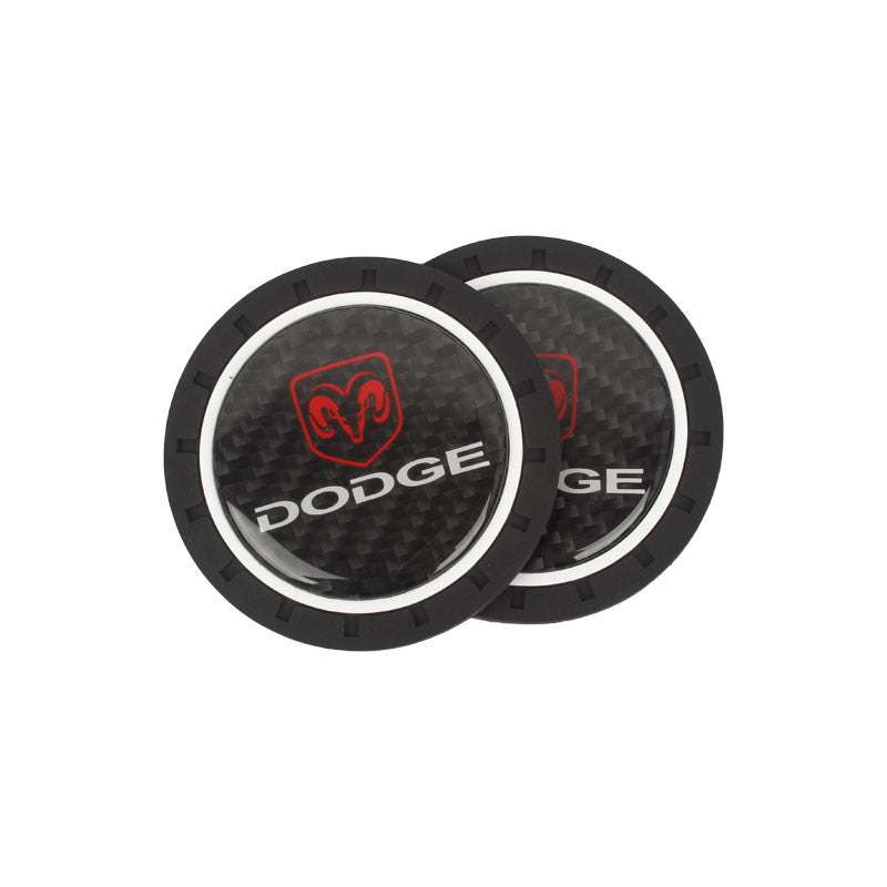 Brand New 2PCS Dodge Real Carbon Fiber Car Cup Holder Pad Water Cup Slot Non-Slip Mat Universal