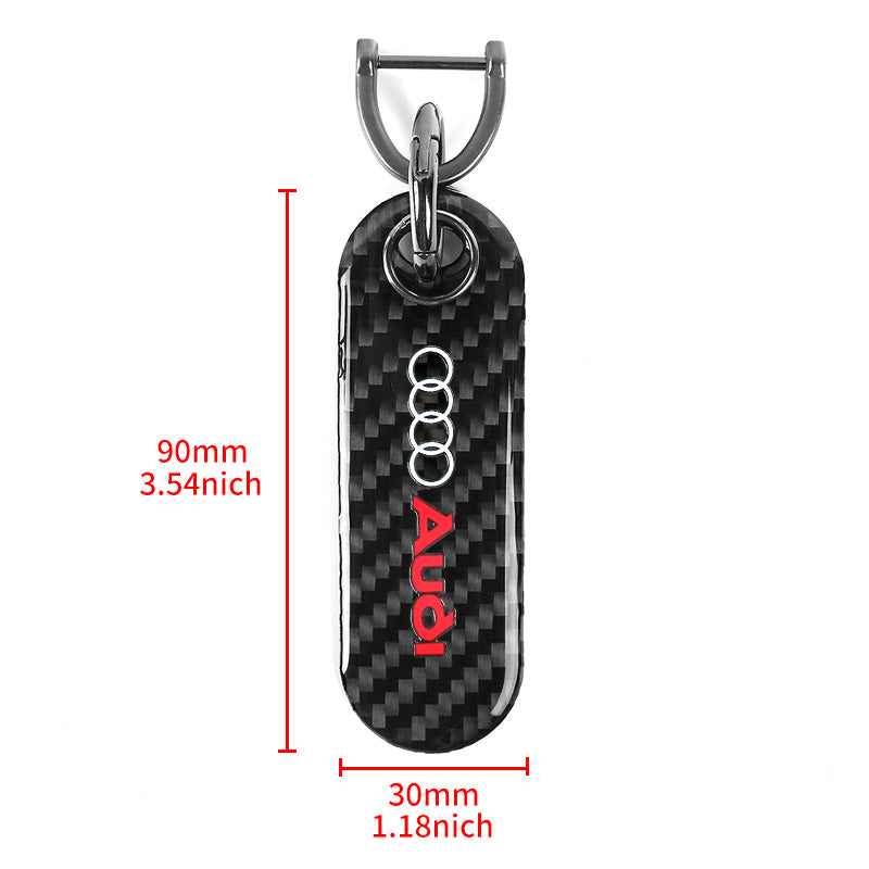 Brand New Universal 100% Real Carbon Fiber Keychain Key Ring For Audi