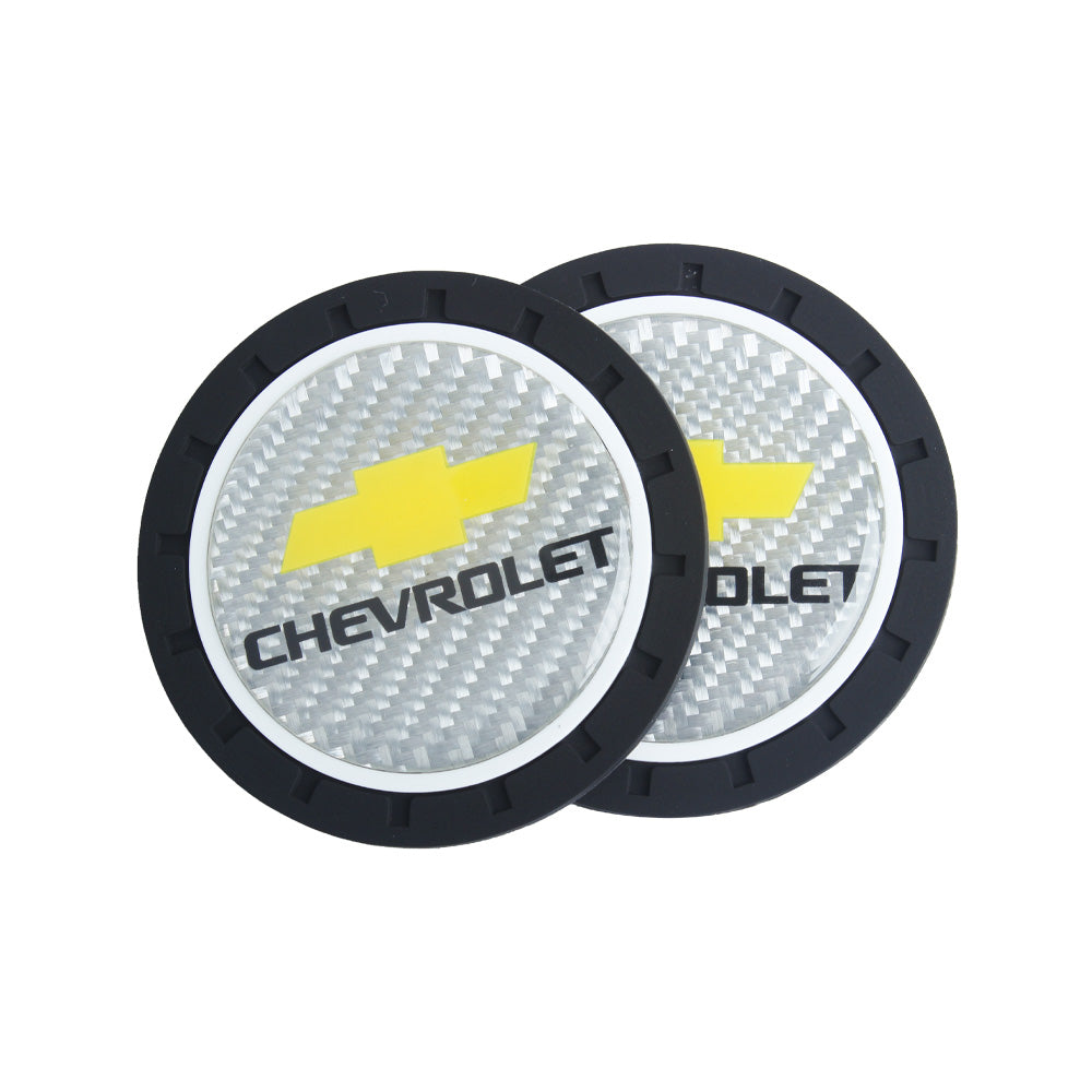 Brand New 2PCS Chevrolet Real Carbon Fiber Car Cup Holder Pad Water Cup Slot Non-Slip Mat Universal