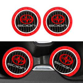 Brand New 2PCS Scion Real Carbon Fiber Car Cup Holder Pad Water Cup Slot Non-Slip Mat Universal