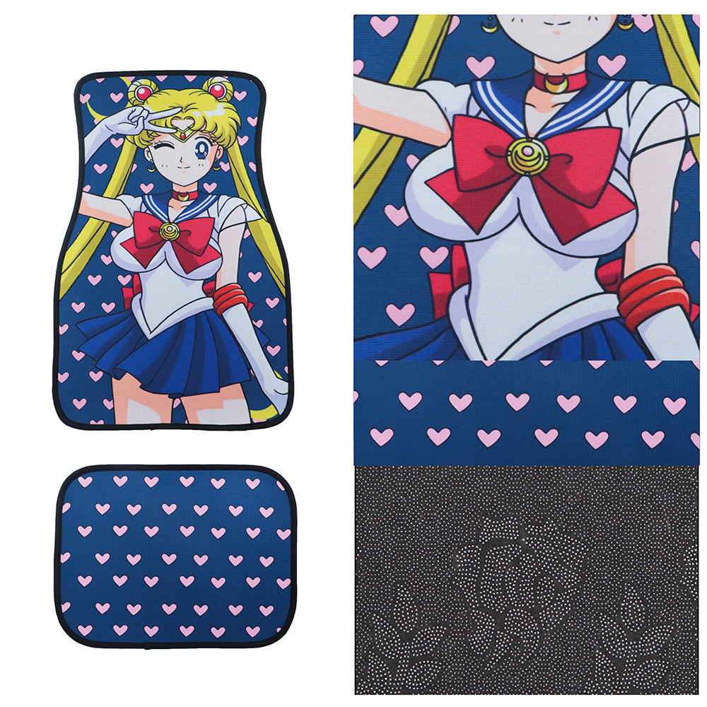 Brand New 4PCS UNIVERSAL ANIME SAILOR MOON Racing Fabric Car Floor Mats Interior Carpets